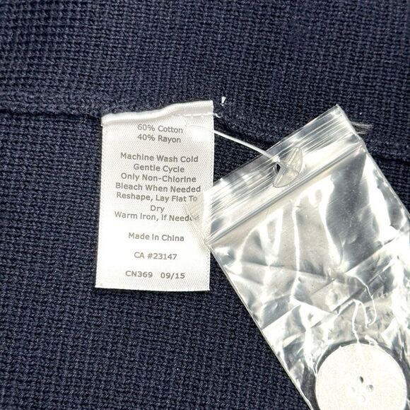 NWT Talbots Navy Blue Cotton Blend Mid
Length Button Cardigan Sweater Pockets L - Picture 13 of 13